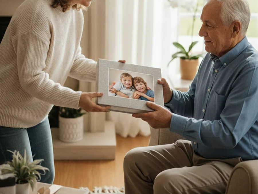 Das fertig gedruckte Fotobuch in den Händen der Kunden